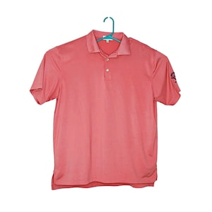 Peter Millar Golf Polo Shirt Summer Comfort Mens Lrg Pink PGA National Bear Hunt