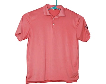 Peter Millar Golf Polo Shirt Summer Comfort Mens Lrg Pink PGA National Bear Hunt