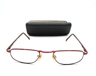 Pink Framed Readers 1.50 Reading Glasses Eyeglasses Rectangular Shape Hard Case