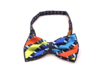 Don Jonathan Microfiber Men's Multi-Color Patterned Bow Tie Rainbow Dotted Vtg