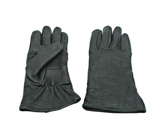 George Womens Medium Leather Gloves Black Fleece Lined Insulated Wrist Elastic