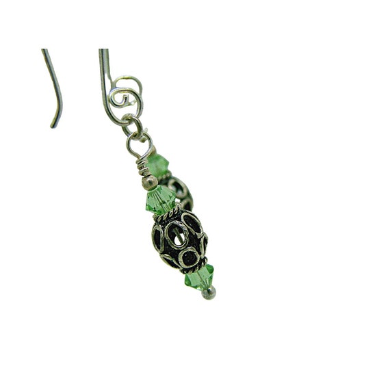 Fat Dog Silver Beads & Swarovski Peridot Green Cr… - image 4