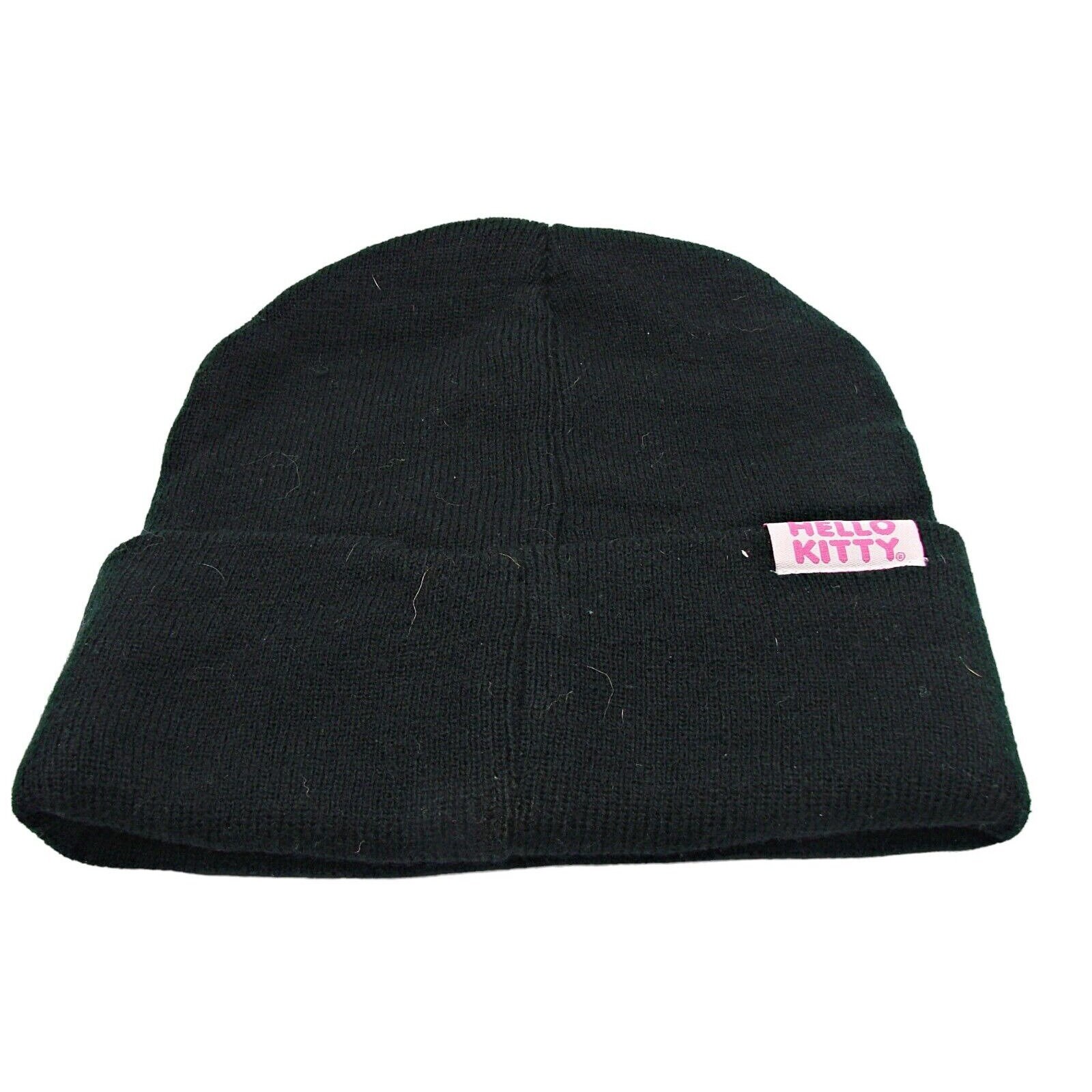Hello Kitty Womens Black Embroidered Kitty Beanie Hat Bio Hello Kitty Womens Black Embroidered Kitty Beanie Hat Bio
