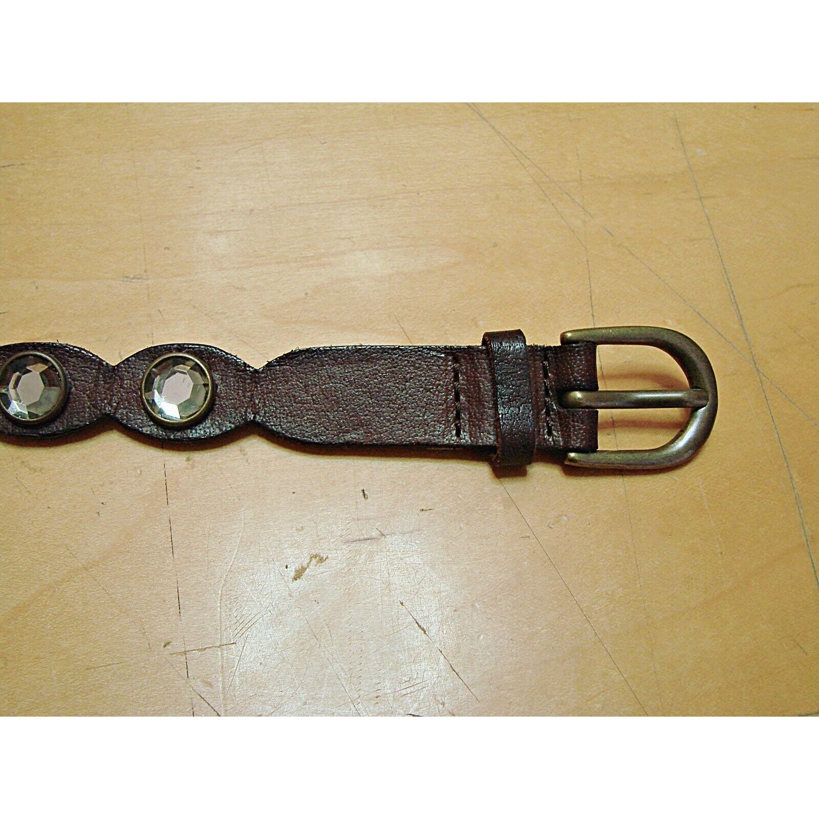 Vintage American Eagle Women Rhinestone Stud Leather Belt L 