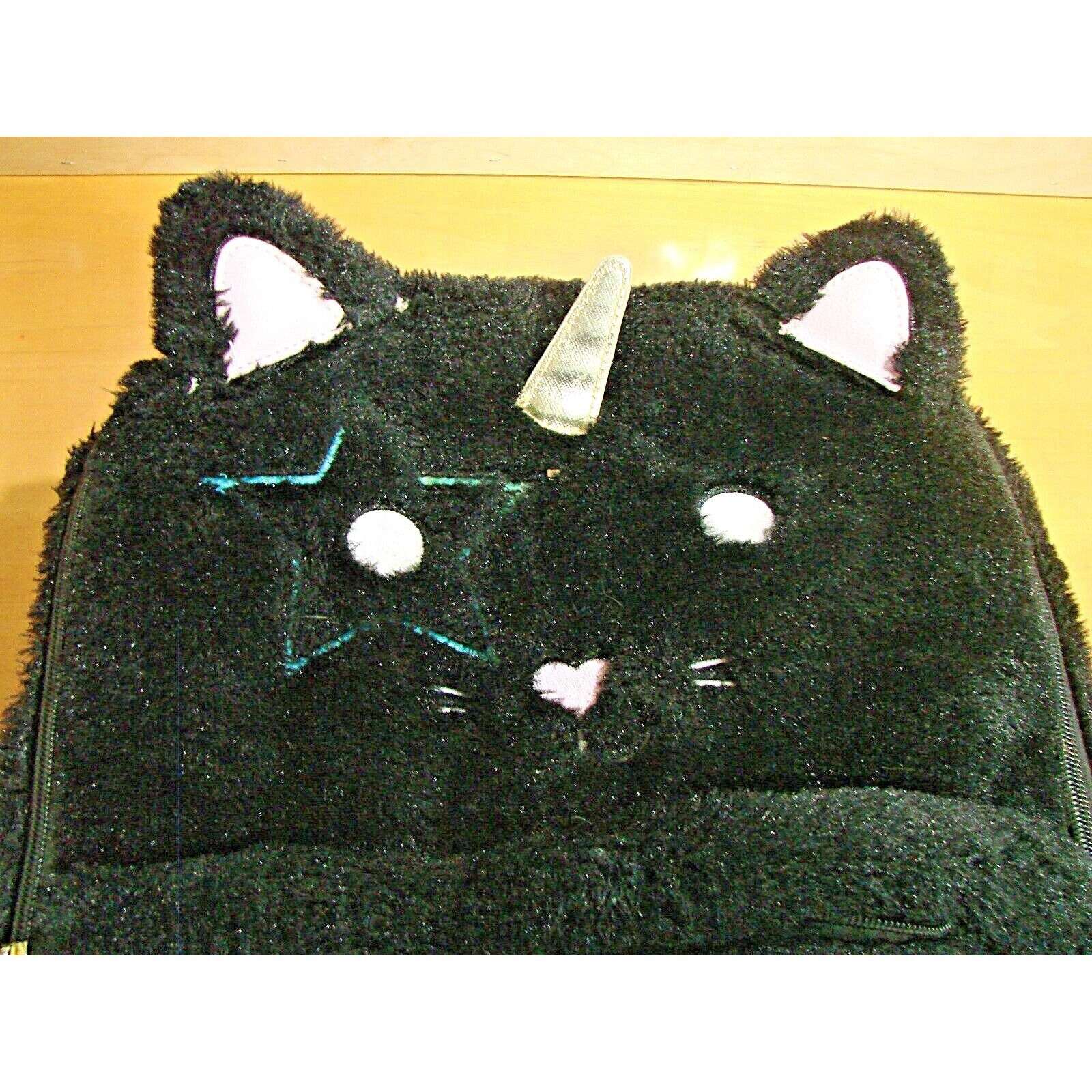 Betsey Johnson Black Faux Fur Cat Unicorn Lg Backpack Pockets Luv Betsey 13x15 Etsy