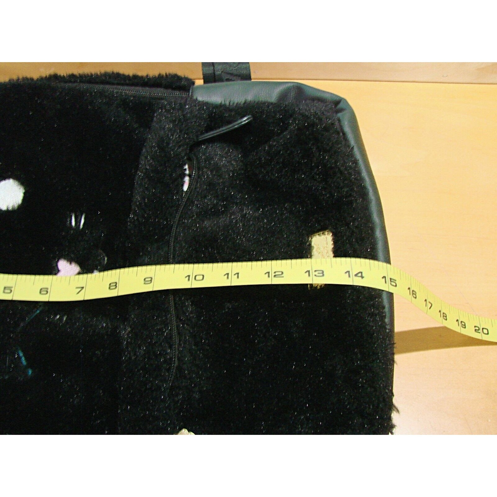 Betsey Johnson Black Faux Fur Cat Unicorn Lg Backpack 