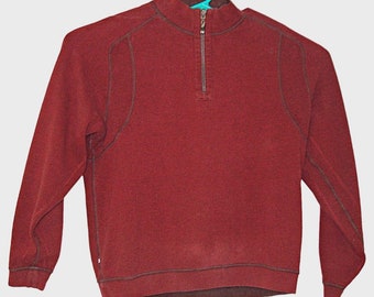 Tommy Bahama Mens Wine Red Relax Quarter Zip Pullover Long Sleeve Sweater