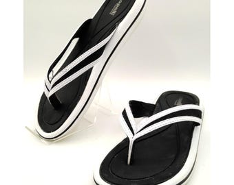 Capelli New York Flip Flops: Comfort EVA Black & White - Size 7