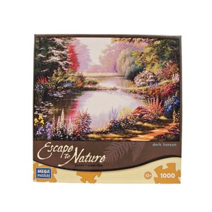 Escape To Nature 1000 Piece Jigsaw Mega Puzzle Mountains Lake Floral Derk Hanson