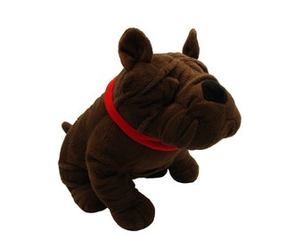 Dan Dee Collectors Choice Stuffed Plush Toy Bull Dog Collar 12" Chocolate Brown