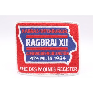 Ragbrai XII Cycling Event Embroidered Patch Des Moines Iowa Register 1984 Vtg