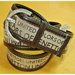 United Colors Of Benetton Leather Brown Belt with Studded Buckle United Colors of Benetton Vintage Brown Leather Belt Size S  main image 3