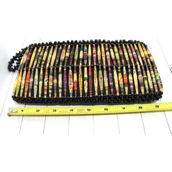 Spiral Beaded Wrapped Clutch Handbag Purse Zipper Clo… Gem