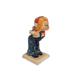 Vintage Boy Kissing Figurine Holding Flowers Porcelain Replacement Cake Topper