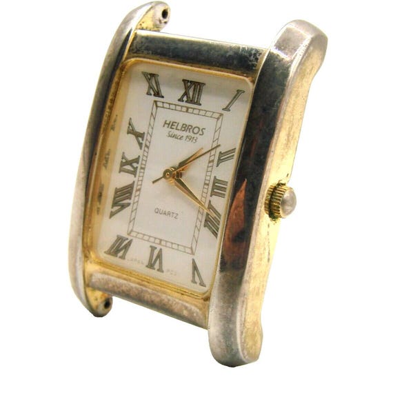 VTG Helbros Gold Tone Rectangular Quartz Watch Vintage Slim Helbros Tank, Gold Plated and Stainless-steel  main image 3