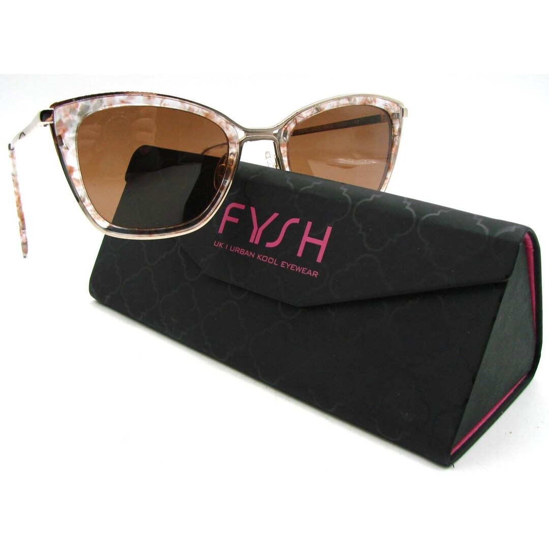 Fysh Sunglass Eyeglass Frames Only Pecan Kaleidoscope Gold #2072 Case 53-21-145 Fysh Sunglass Eyeglass Frames Only Pecan Kaleidoscope Gold  main image 2