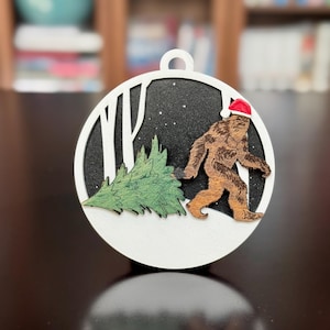 Handmade Bigfoot Christmas Ornaments: 3D Santa Sasquatch Tree Decor