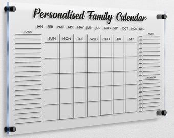 Acrylic Calendar for Wall | Large Wall Calendar | Dry Erase Board | Monthly and Weekly Family Calendar