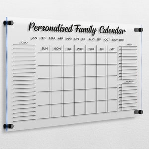 Acrylic Calendar for Wall | Large Wall Calendar | Dry Erase Board | Monthly and Weekly Family Calendar