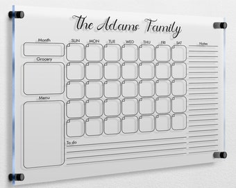 PERSONALIZED Acrylic Calendar | Dry Erase Wall Calendar | 2024 Monthly Planner | With Marker