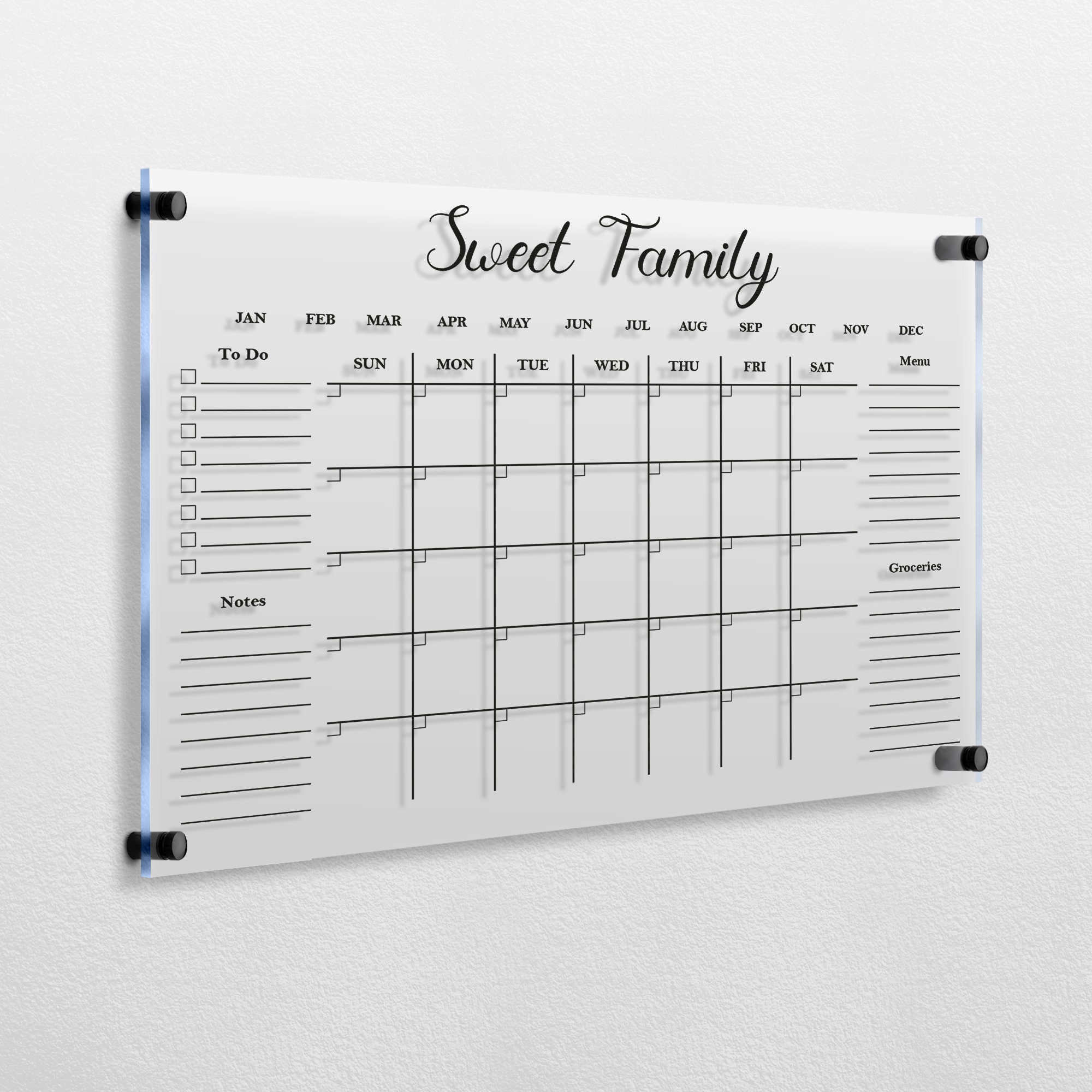 Sweetpea & Maple Framed Dry Erase Whiteboard Calendar for Wall