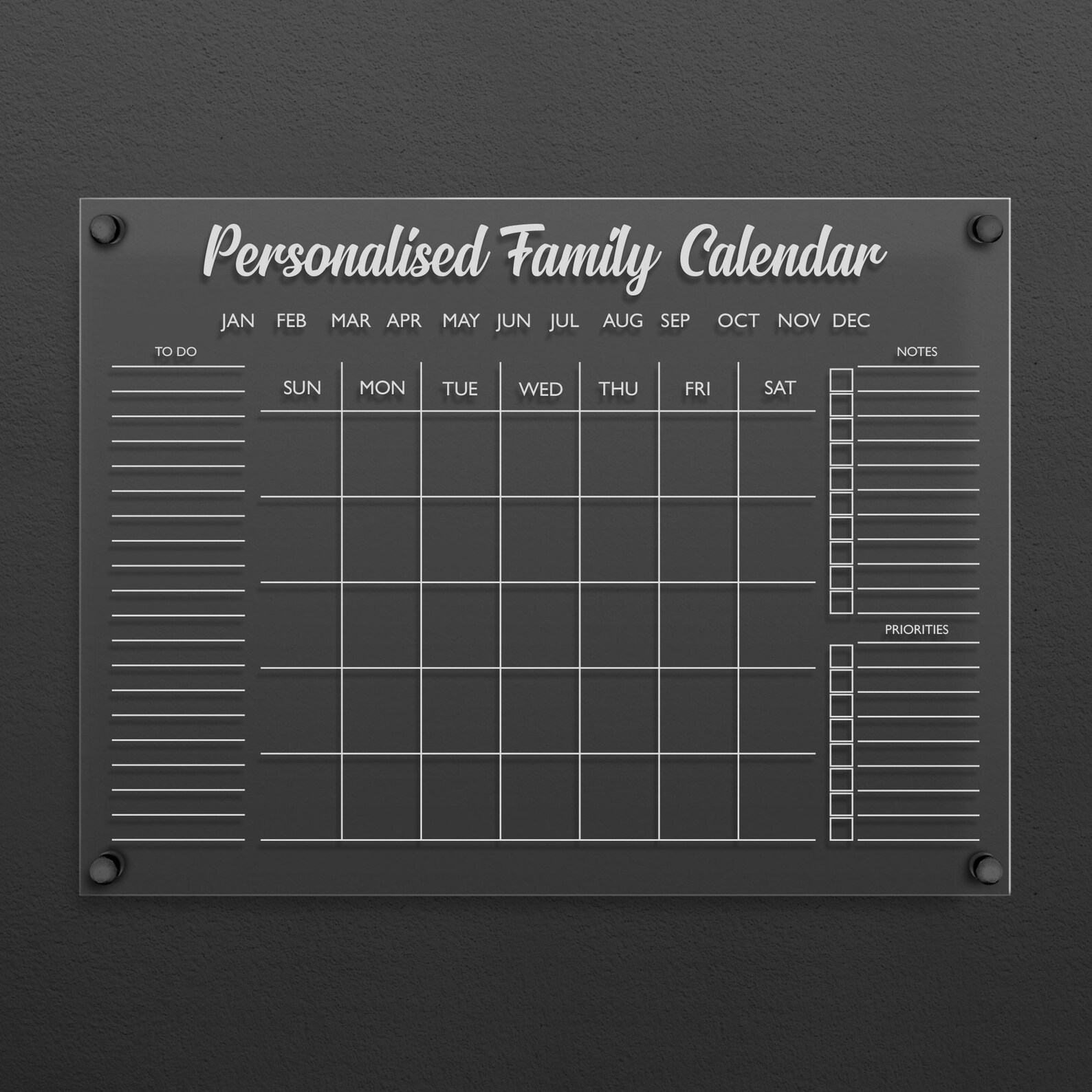 Acrylic Calendar for Wall Large Wall Calendar Dry Erase Etsy