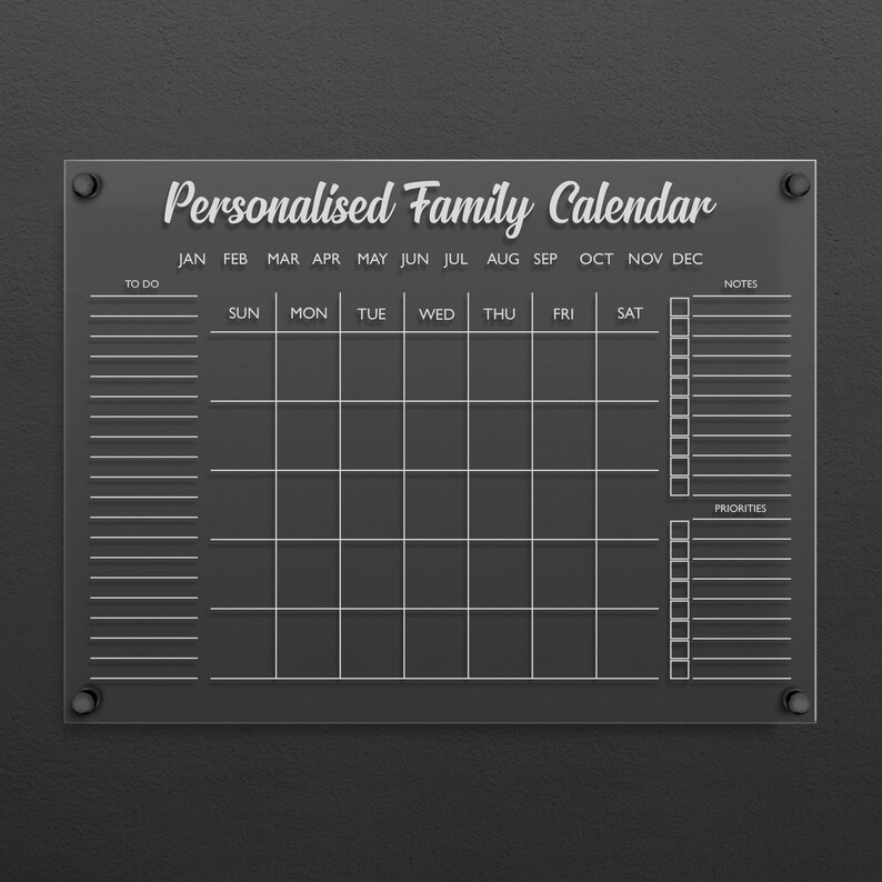 Acrylic Calendar for Wall Large Wall Calendar Dry Erase Etsy
