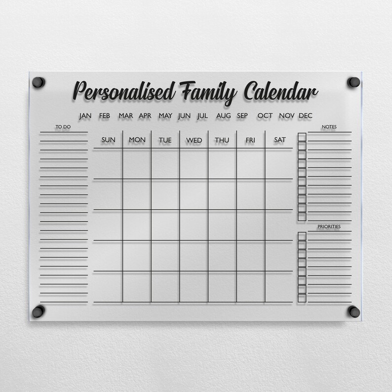Acrylic Calendar for Wall Large Wall Calendar Dry Erase Etsy