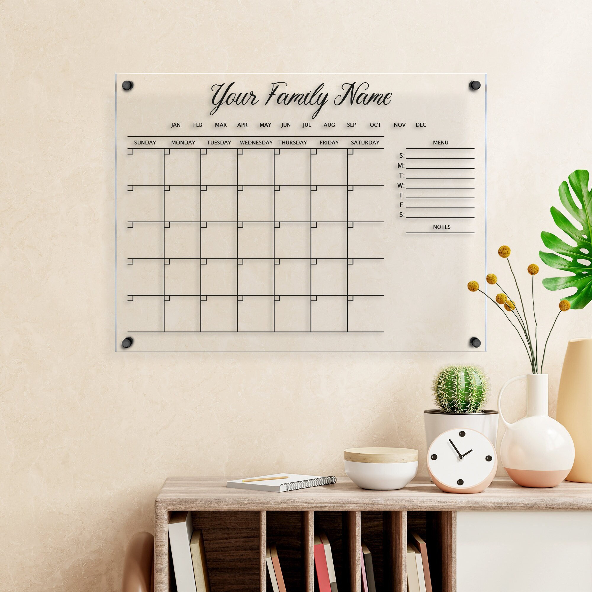 Large Acrylic Family Calendar Personalized Monthly and Etsy