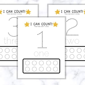 Counting 1-10 Printable | Worksheet | Toddler | Preschool | Kindergarten | Color and Trace | Fun