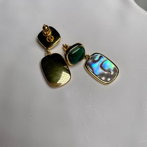 Didi Rose Gold Stud Earrings in Abalone Shell
