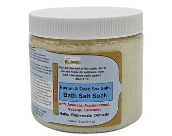 Bath Salt, Salt Soak with Jasmine, Epsom Salt Bath Soak for Relaxation, Detoxification, Dead Sea Salt, Lavender Epsom Salt for Bath