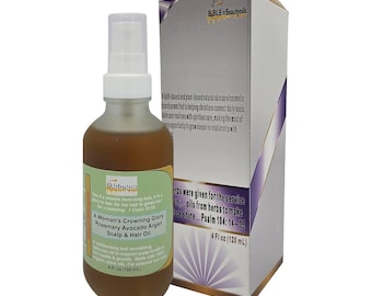 A Woman's Crowning Glory Rozemarijn Avocado Argan Hoofdhuid- en haarolie om de haargroei te stimuleren, het haar te hydrateren, te versterken en te beschermen
