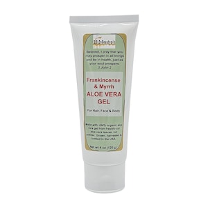 Frankincense and Myrrh Aloe Vera Gel for Hair, Face, and Body, Made with 94% Organic Aloe Vera Gel, Face Moisturizer, Gel for Soothing