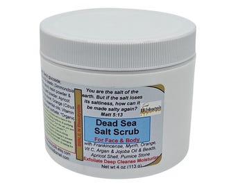 Salt Scrub, Face Scrub with Frankincense Myrrh, Dead Sea Salt Scrub, Exfoliating Sea Salt Scrub, Deep Cleansing Moisturizing Body Salt Scrub