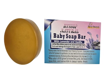 Cleanse Me With Hyssop Natural Baby Soap Bar Made with Certified Organic Oils N 99% Natural Ingredients. Hyssop, Lavender, Vanilla