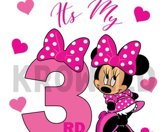 Minnie Mouse 3rd Birthday Iron-on Transfer: Personalized PNG (Digital Download)
