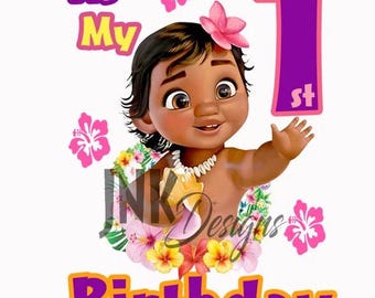 Moana Birthday Shirt Iron-On: Personalized PNG Digital File