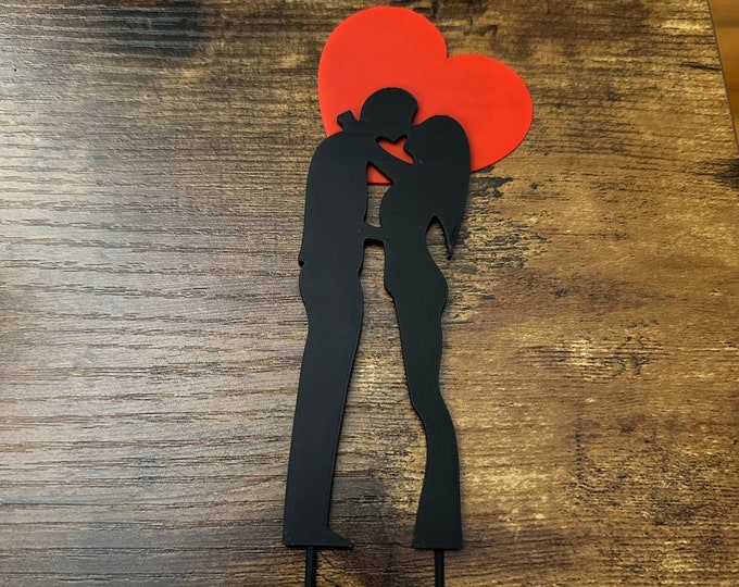 Whimsical Ethnic Couple Cake Topper - Just One Kiss main image 0