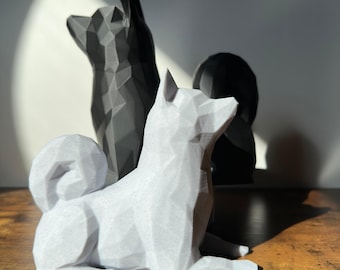 Modelo Shiba Inu de baja poligonización: decoración de estante impresa en 3D