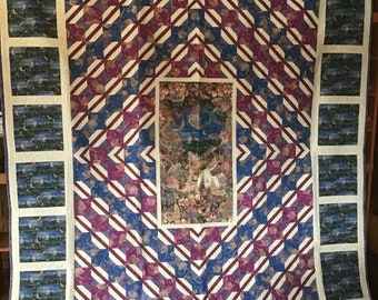 Mystical unicorn and fairy queen quilt