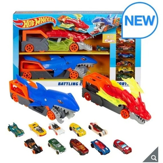 Hot Wheels City Dino Launcher with Die-Cast Vehicles Car Play Set