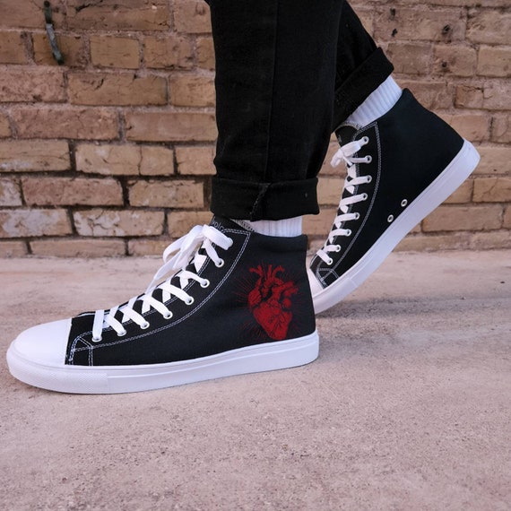 Crush Mens High Top Canvas Shoes Trendy Men s Heart Shoes Etsy
