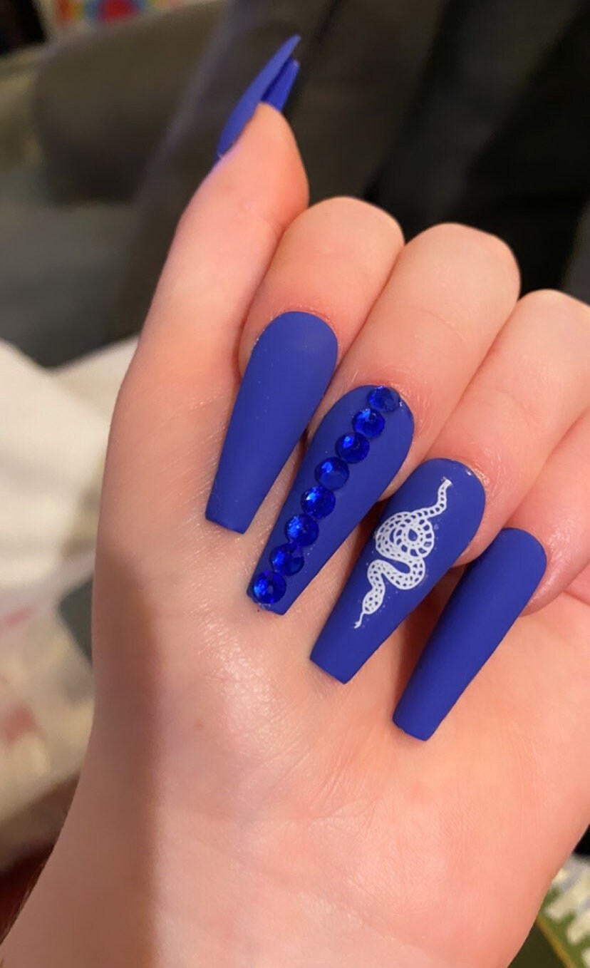 Blue Matte Nails / Coffin Nails / Press on Nails / Nail - Etsy Canada Blue Matte Nails / Coffin Nails / Press on Nails / Nail - Etsy Canada