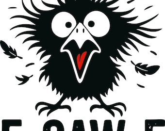 Cuervo Agotado SVG PNG: Archivo de corte de pájaro divertido para Cricut, Silhouette (Descarga digital)