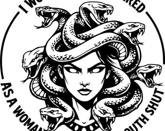 Medusa gótica SVG: Cita feminista, diseño de mujer serpiente (descarga digital)