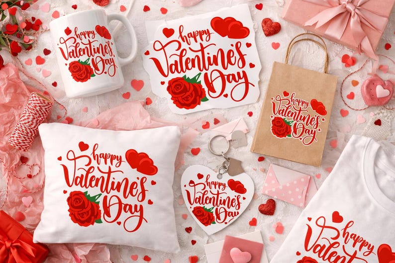 Happy Valentines Day SVG Rose Design Valentine Cut File for Cricut ...