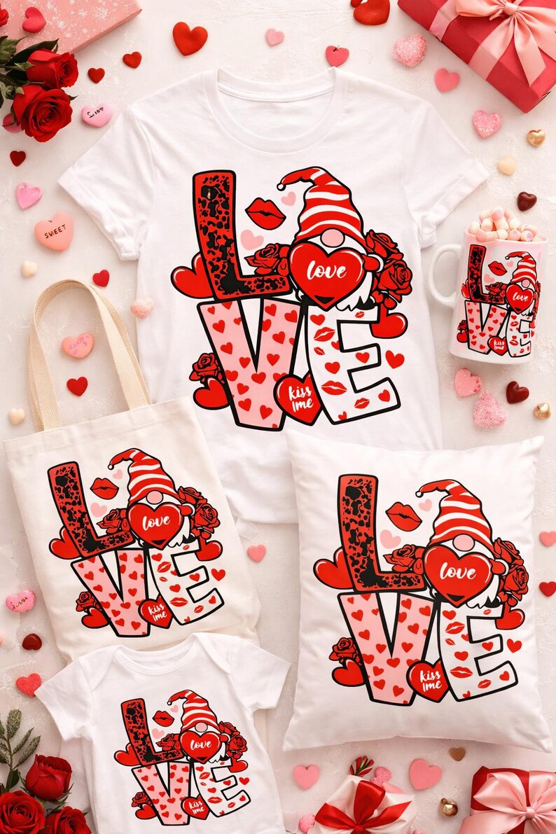 Valentine Gnome Love SVG PNG DXF Cute Gnome Valentines Day Design for ...