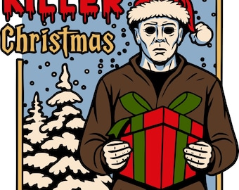 Michael Myers SVG de Navidad Asesina, Película de Terror Retro (Archivos Digitales)