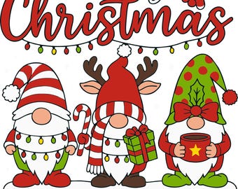 Clipart de gnomos navideños: archivo digital festivo SVG PNG dxf para manualidades DIY